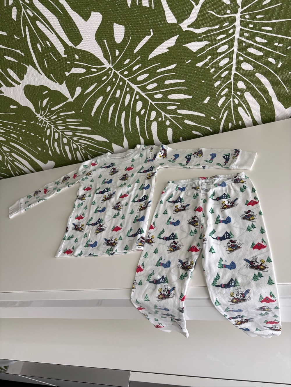 Janie and Jack White Holiday Print Pajama Set with Red, Green, Blue Accents